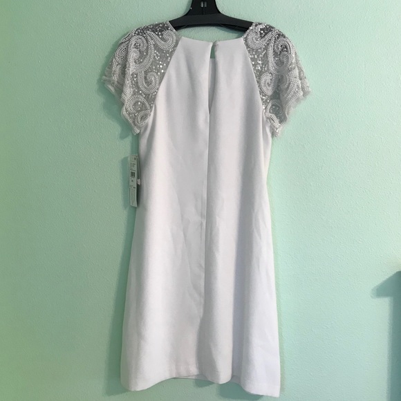 NWT Aidan Mattox Lace SS Crepe Trapeze Dress SZ 0 - Picture 4 of 7